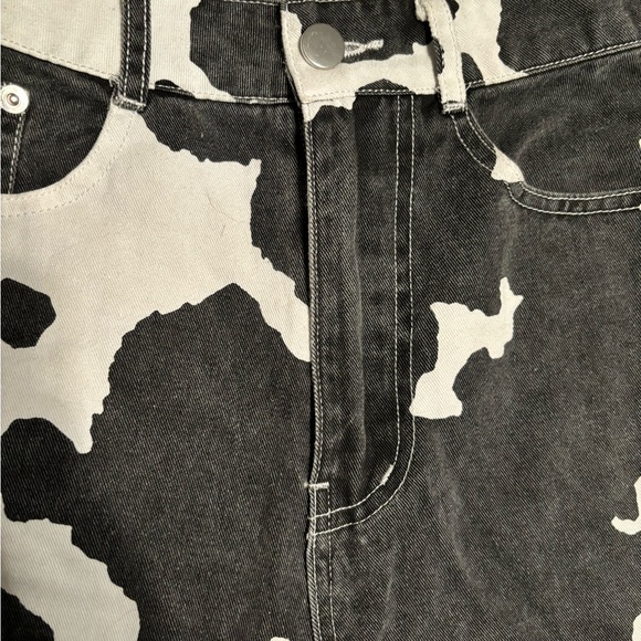 12th Tribe Cow print denim shorts - Picture 3 of 5